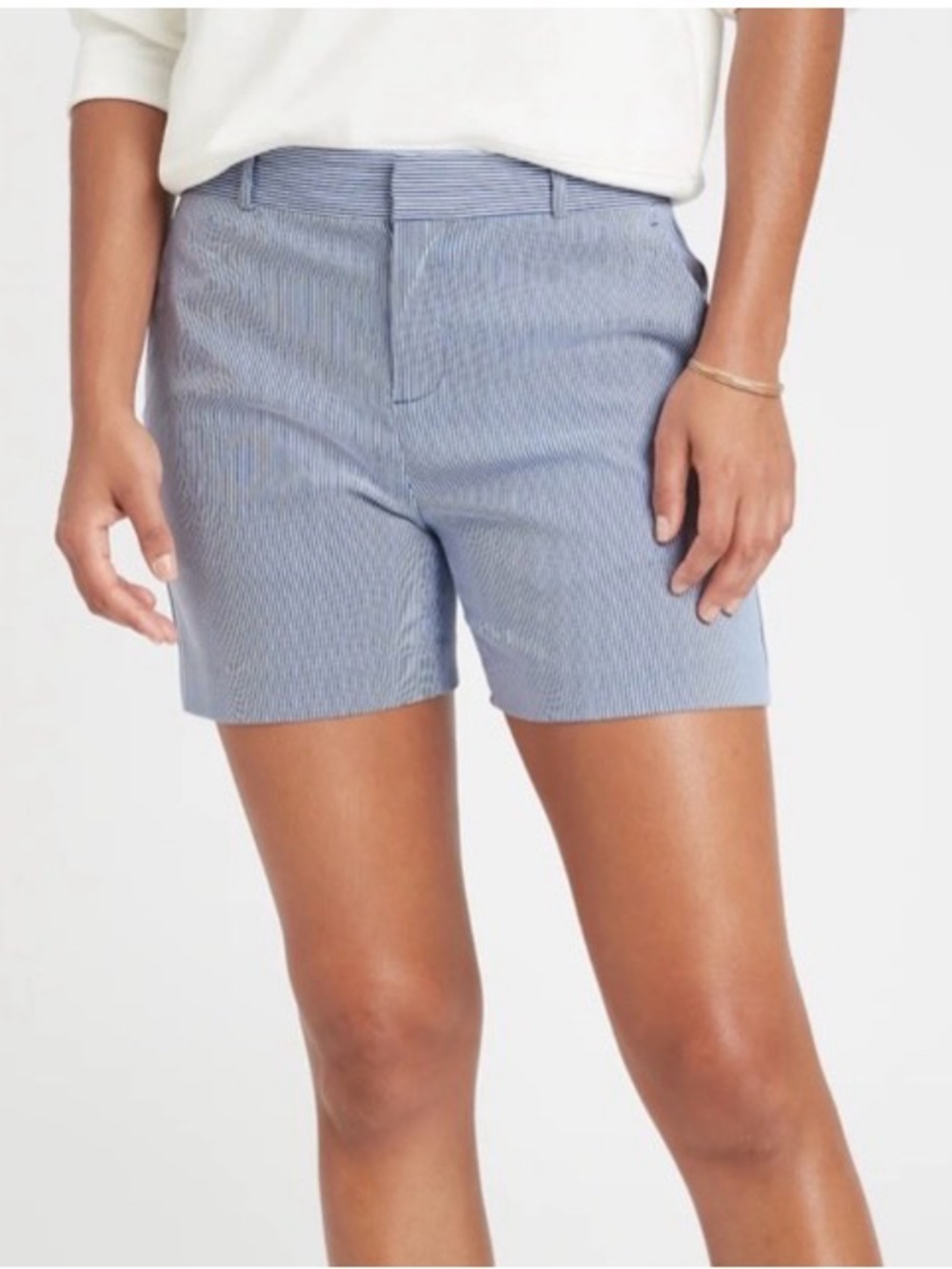 Banana Republic Blue Pinstriped Bermuda Shorts-4